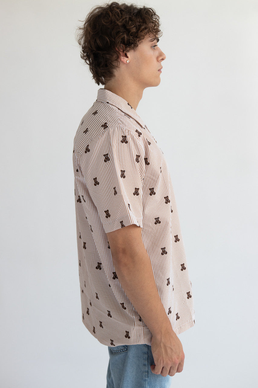 Striped Teddy Bear Button Up Shirt