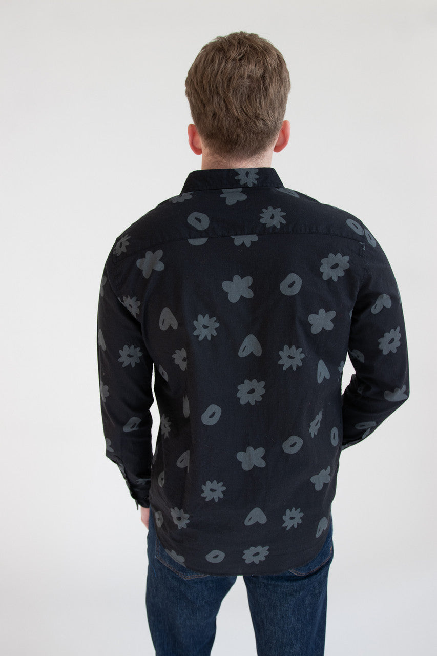 Monochrome Doodles Button Up