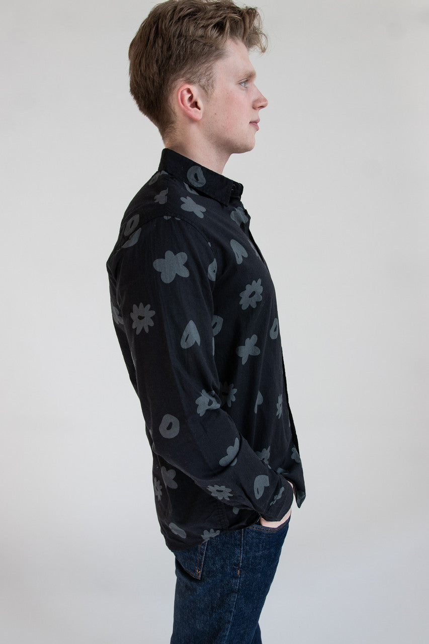 Monochrome Doodles Button Up