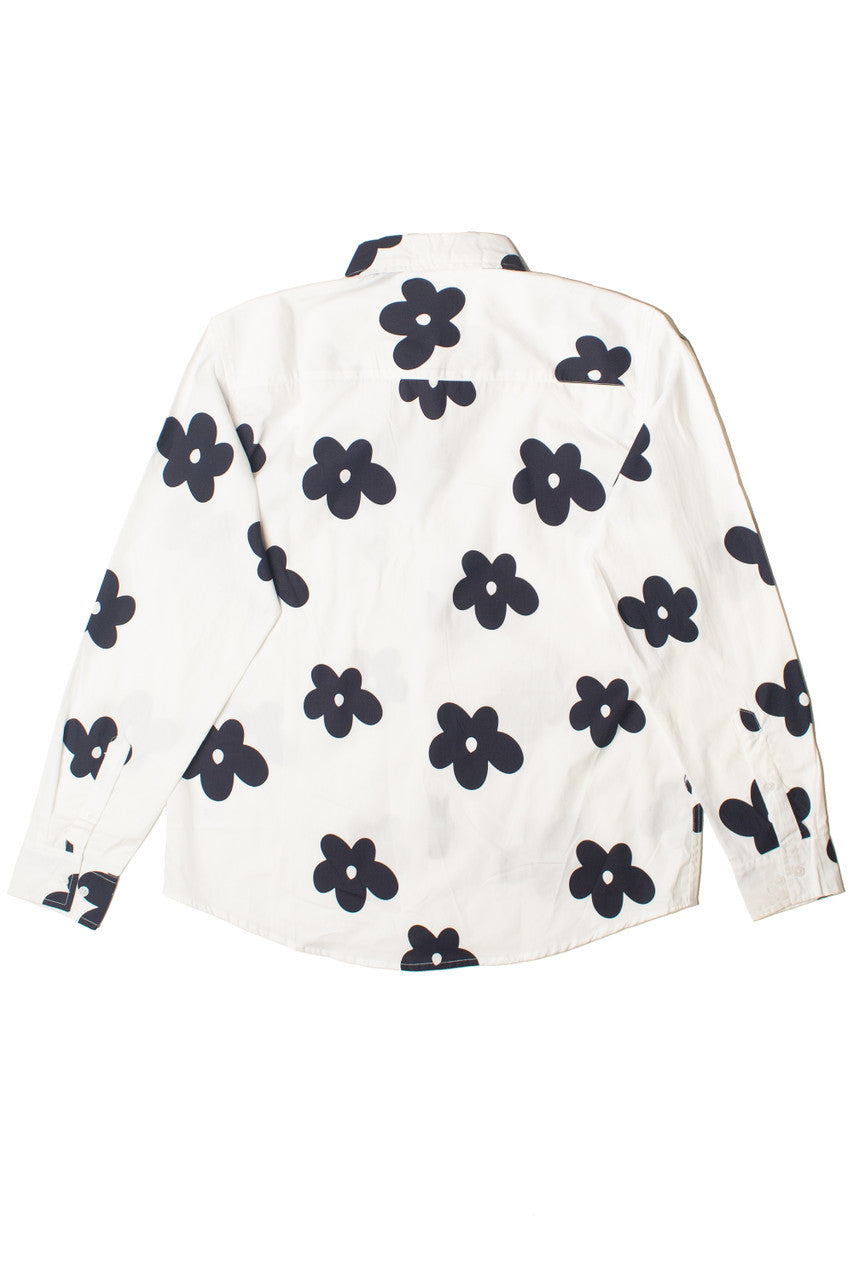 Cartoon Flowers Long Sleeve Button Up Shirt