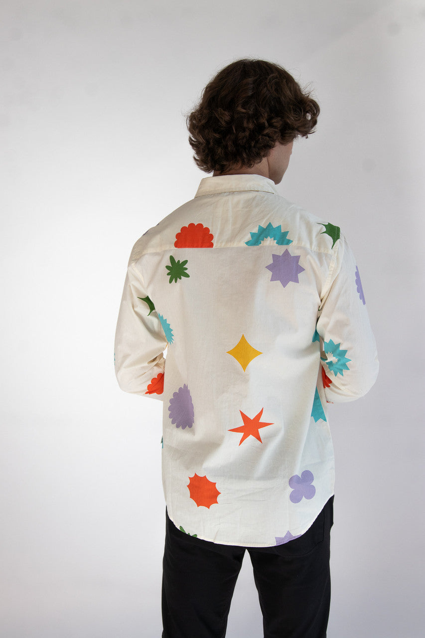 Sticker Sheet Long Sleeve Button Up Shirt