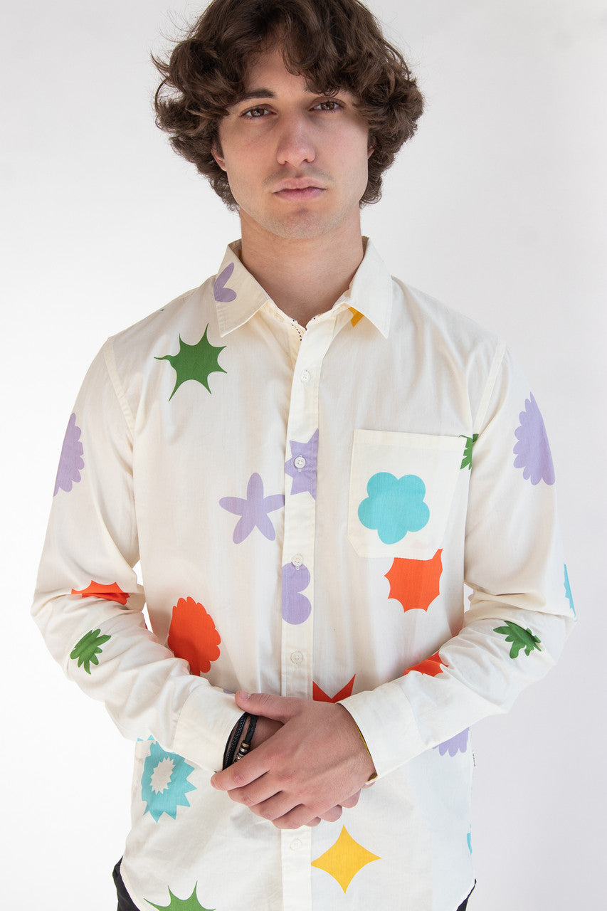Sticker Sheet Long Sleeve Button Up Shirt