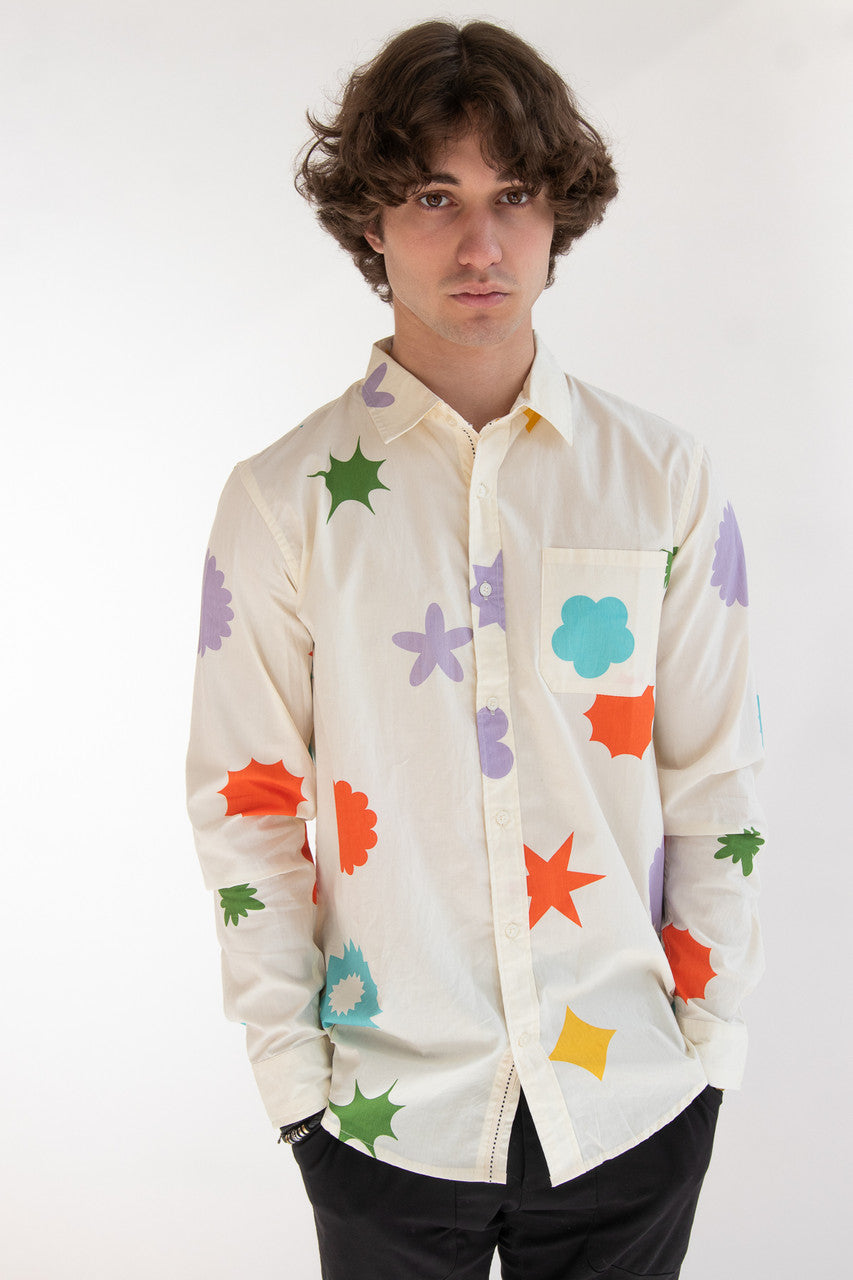 Sticker Sheet Long Sleeve Button Up Shirt