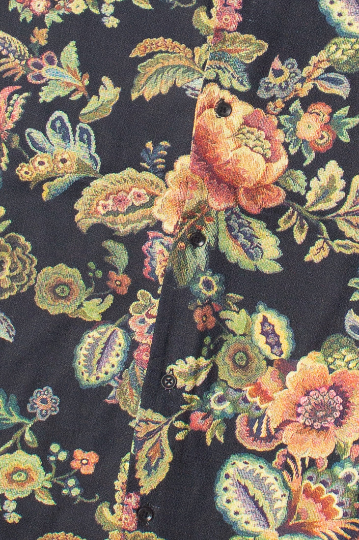 Tapestry Style Floral Button Up Shirt