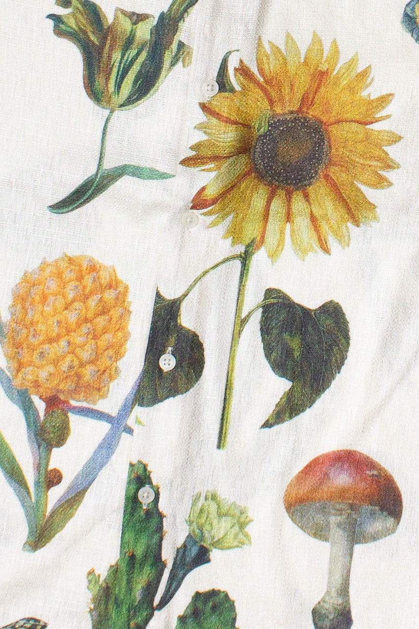 Vintage Botany Print Button Up Shirt