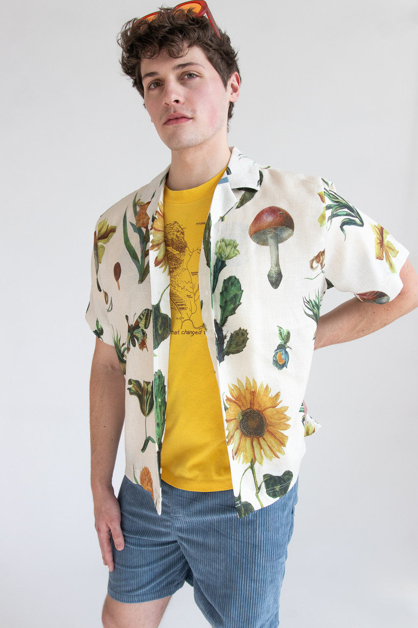 Vintage Botany Print Button Up Shirt