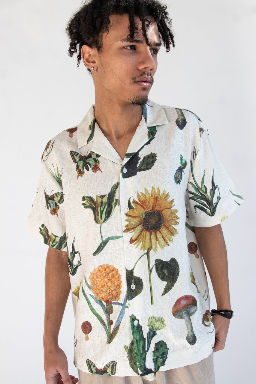 Vintage Botany Print Button Up Shirt