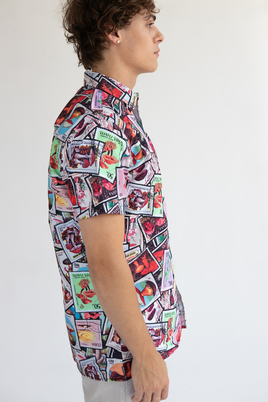 Mushroom Stamps Button Up Shirt