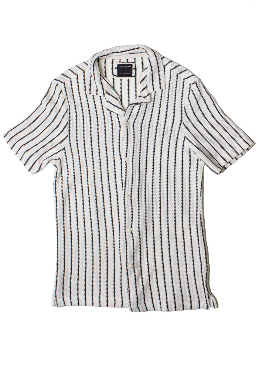 Knit Black Stripe Button Up Shirt