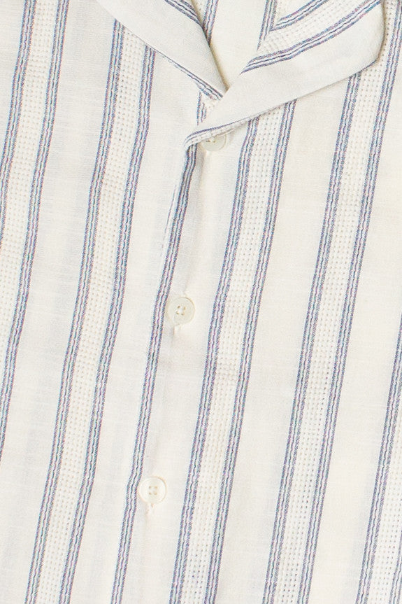 Navy Striped Textured Button Up Shirt