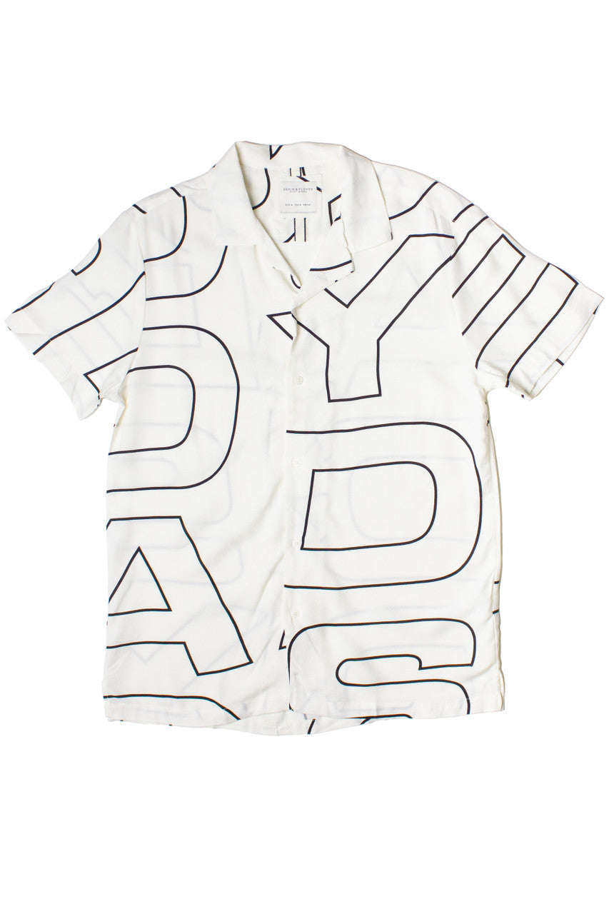 Graphic Block Letter Button Up Shirt