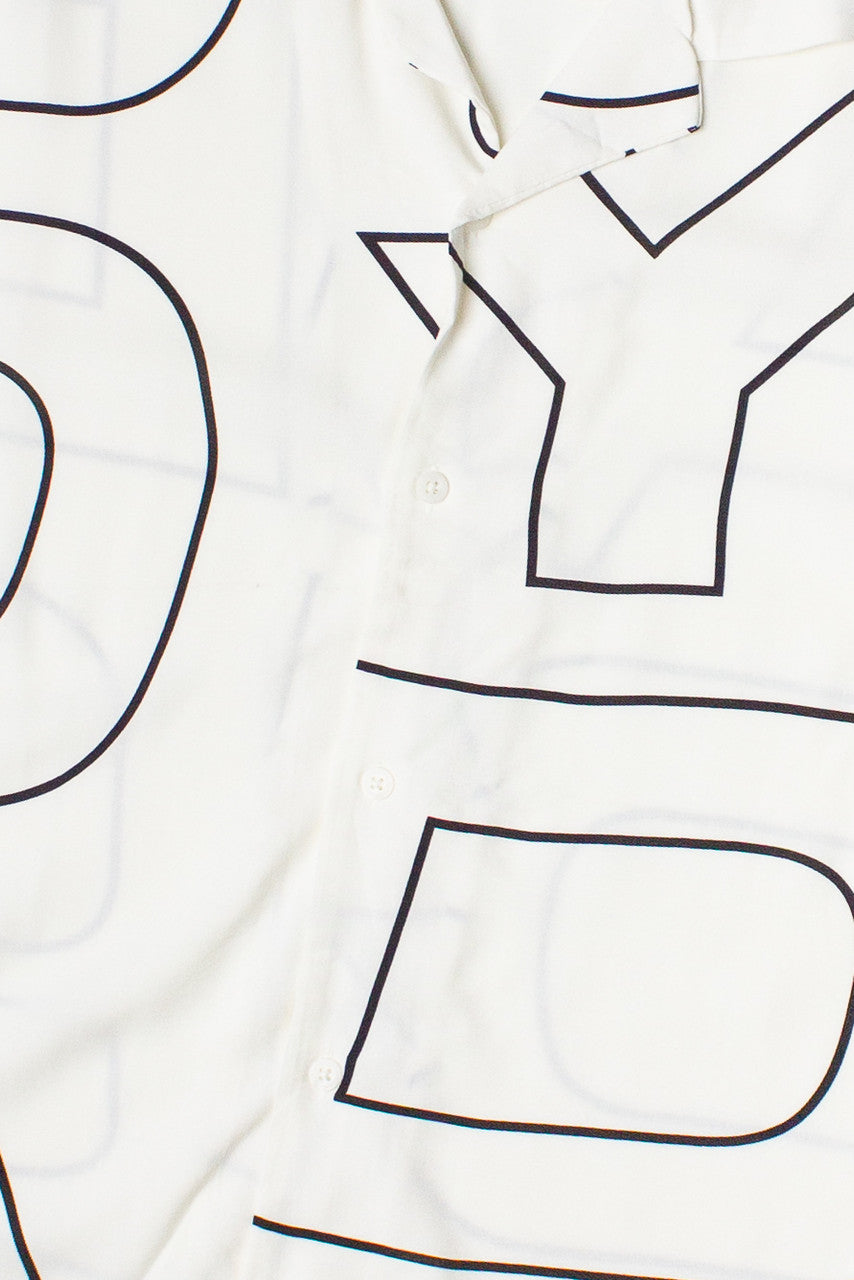 Graphic Block Letter Button Up Shirt