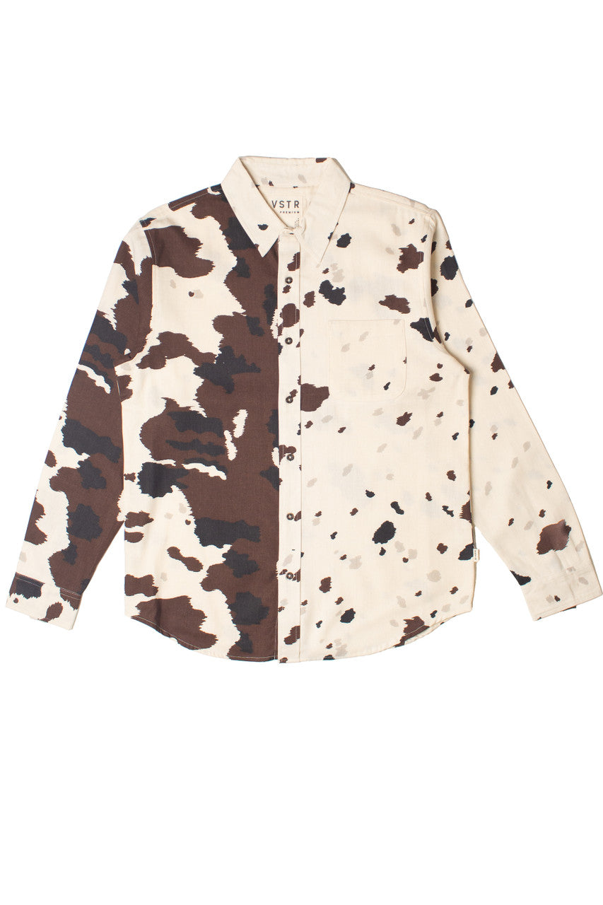 Steer Clear Cow Print Button Up Shirt