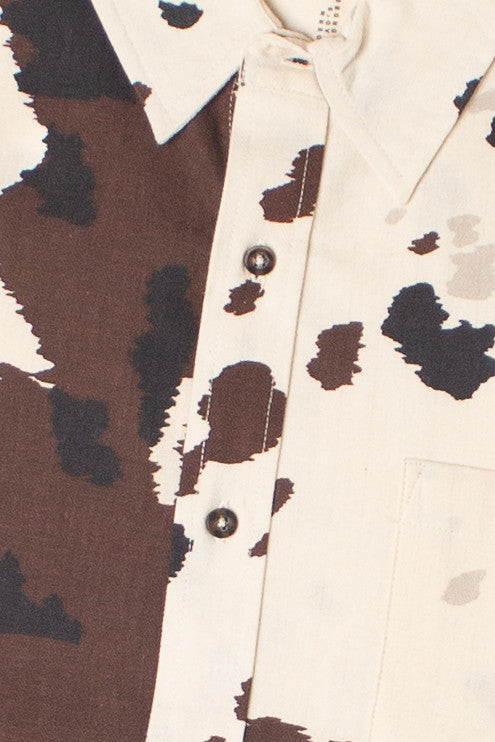 Steer Clear Cow Print Button Up Shirt