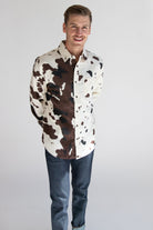 Steer Clear Cow Print Button Up Shirt