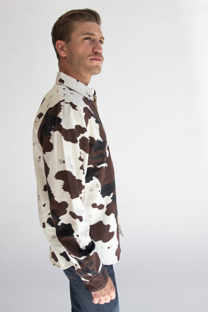 Steer Clear Cow Print Button Up Shirt
