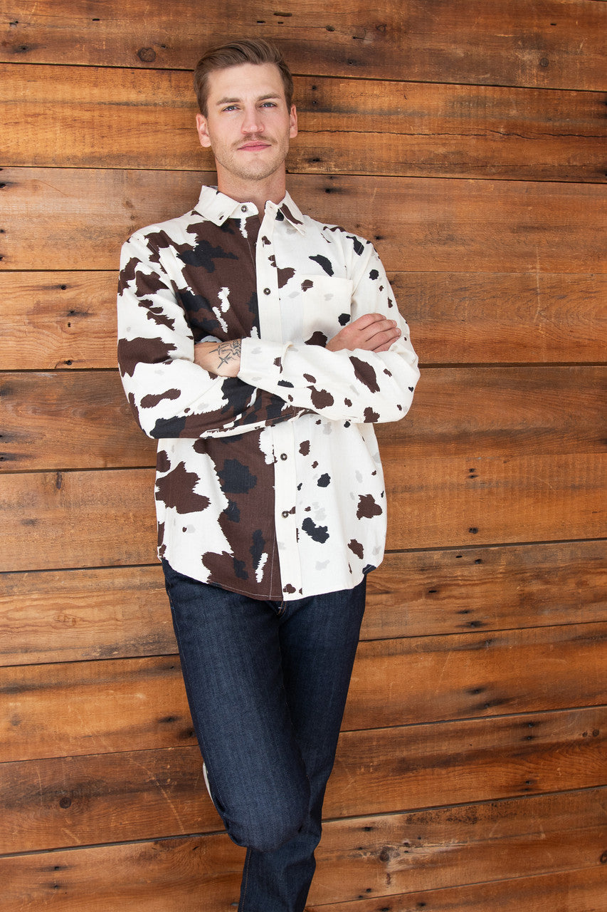 Steer Clear Cow Print Button Up Shirt