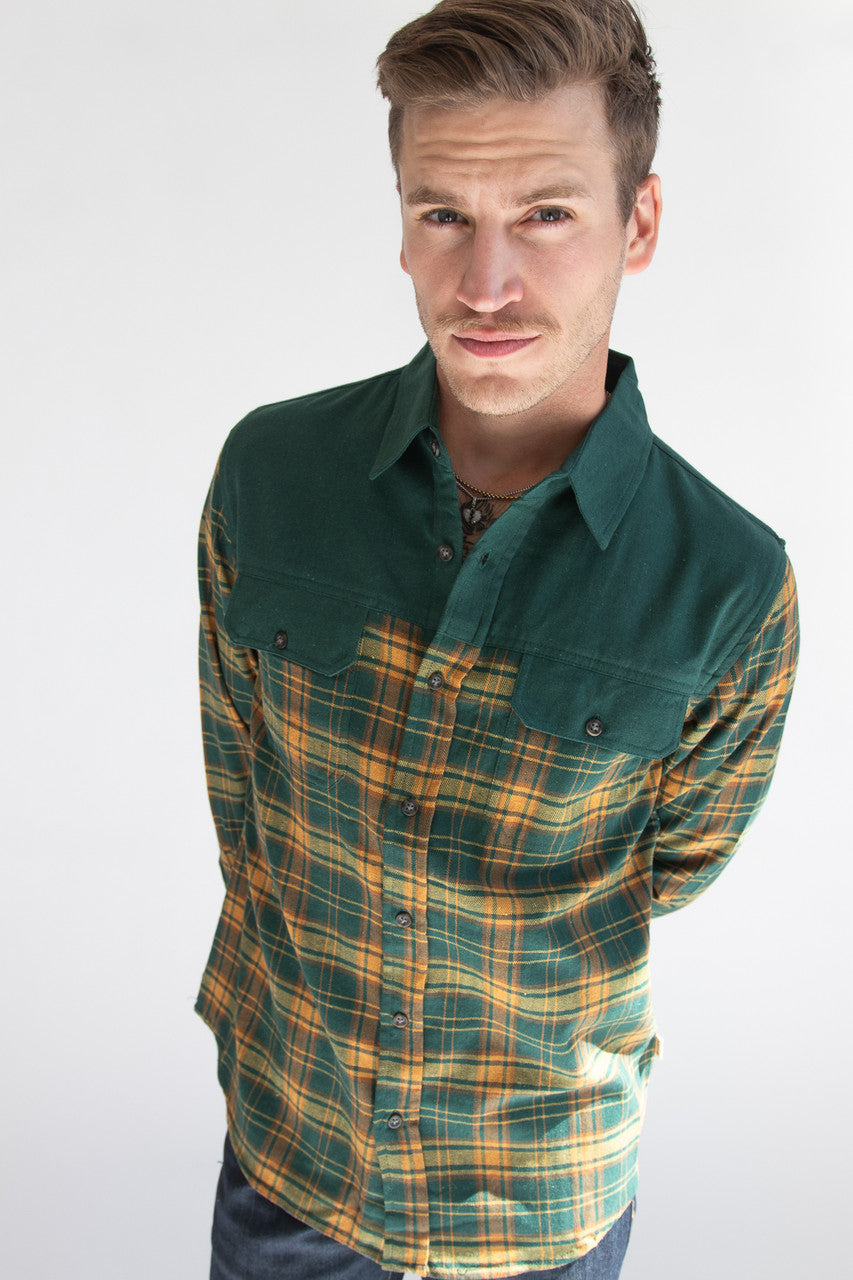 Forest Green Plaid Flannel Shirt