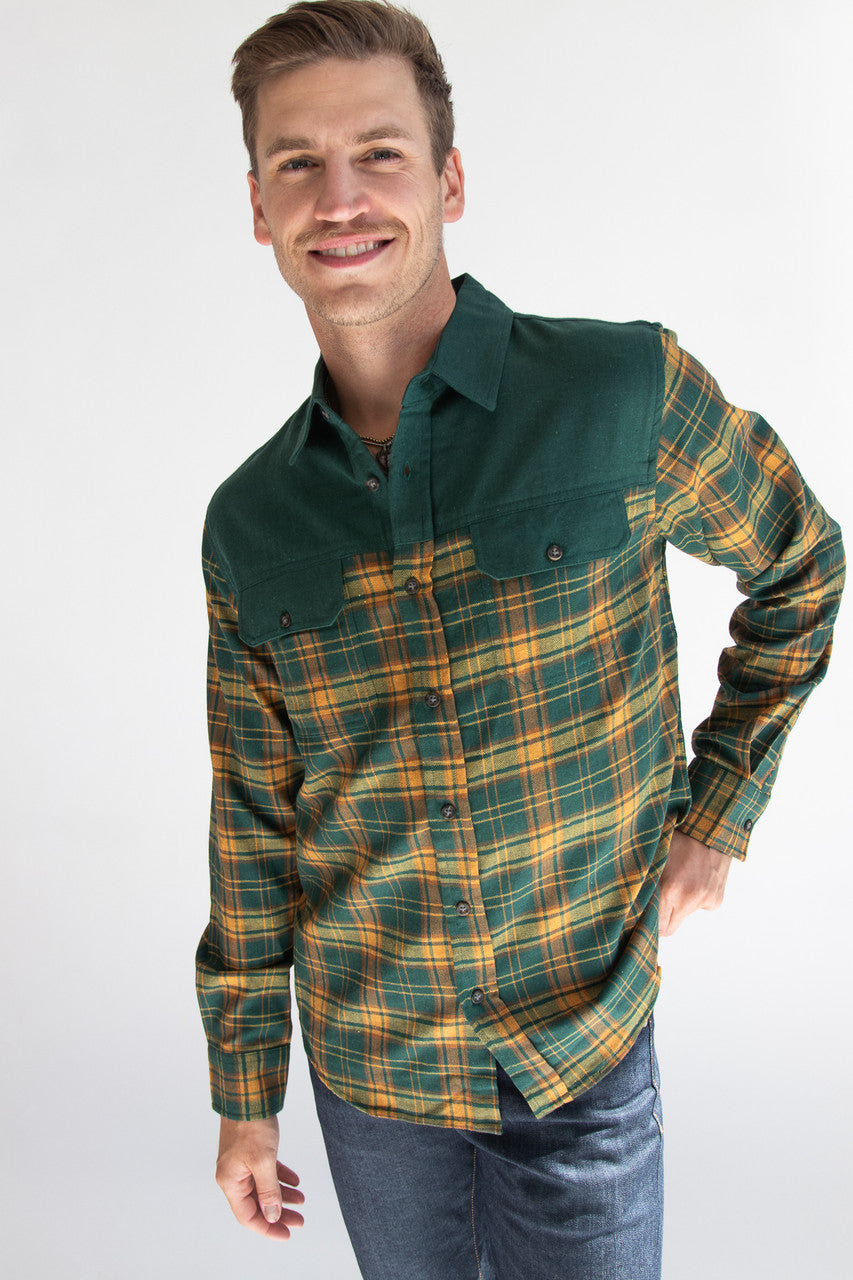 Forest Green Plaid Flannel Shirt