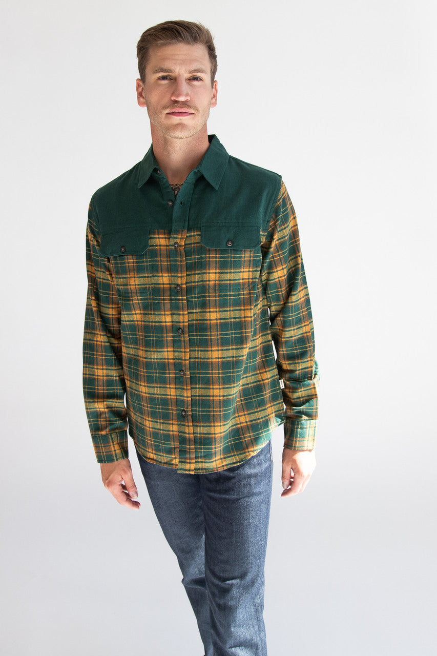 Forest Green Plaid Flannel Shirt