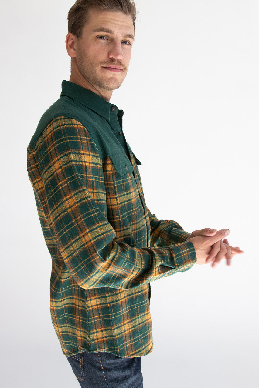 Forest Green Plaid Flannel Shirt