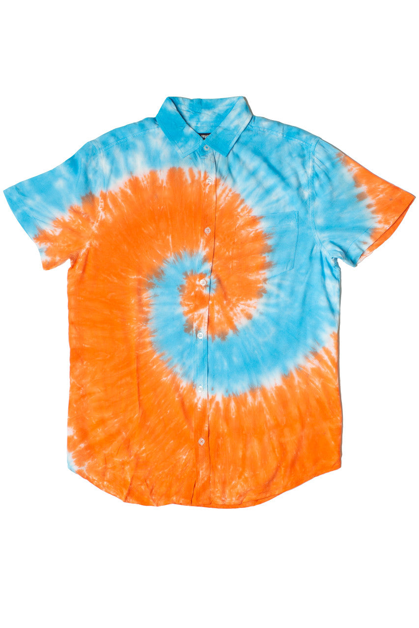 Rayon Tie Dye Button Up Shirt