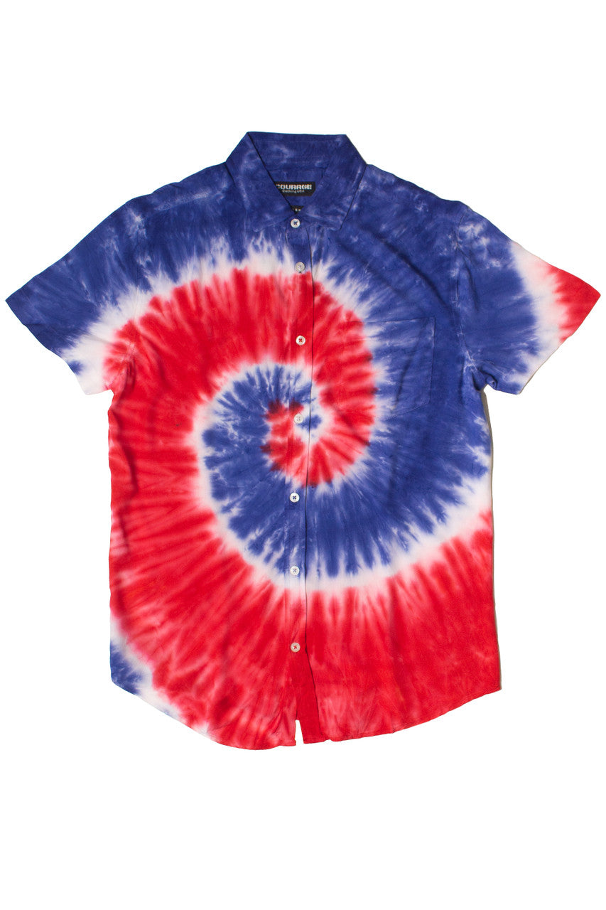 Rayon Tie Dye Button Up Shirt