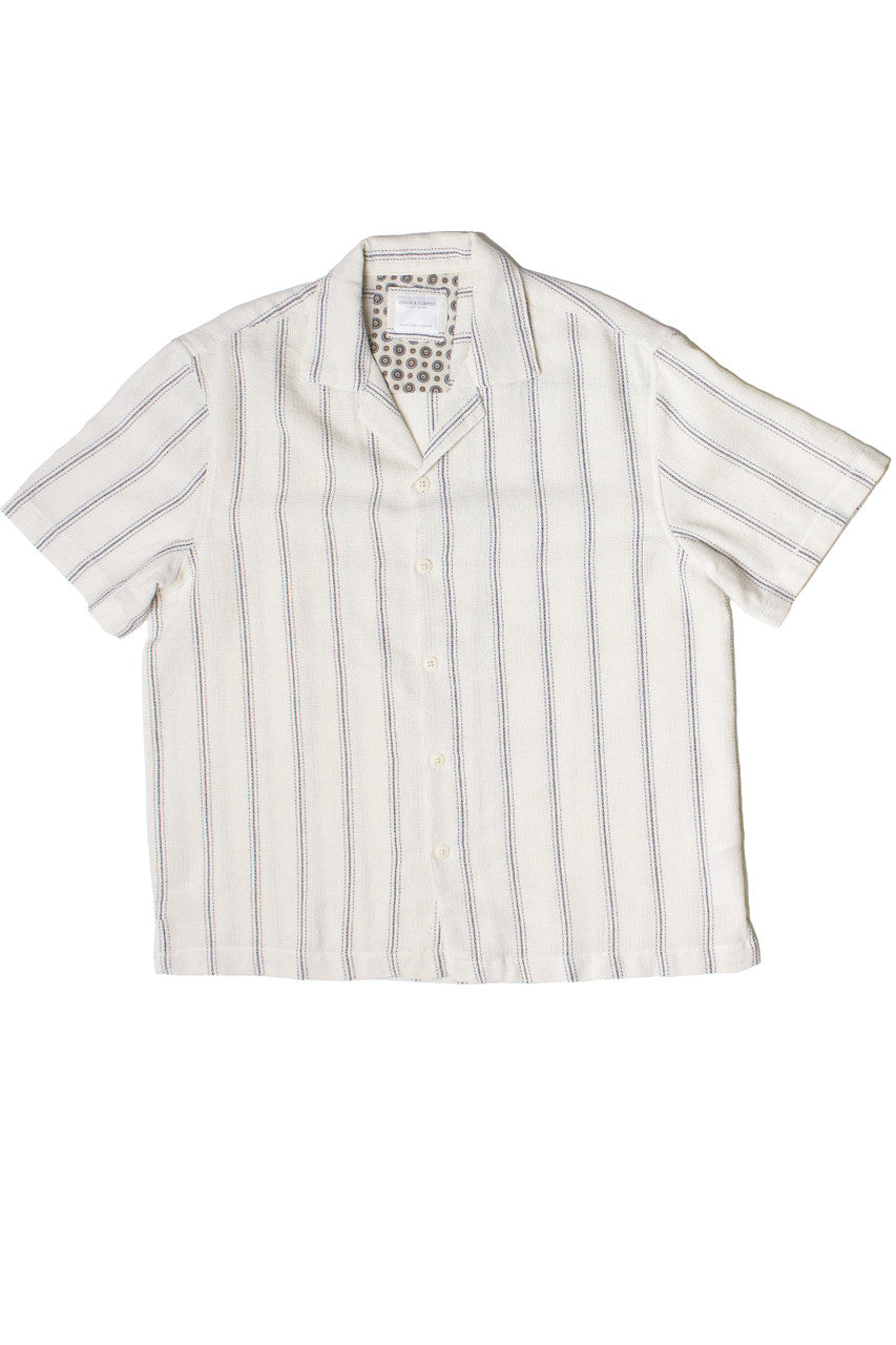 Black Striped Textured Woven Button Up Shirt