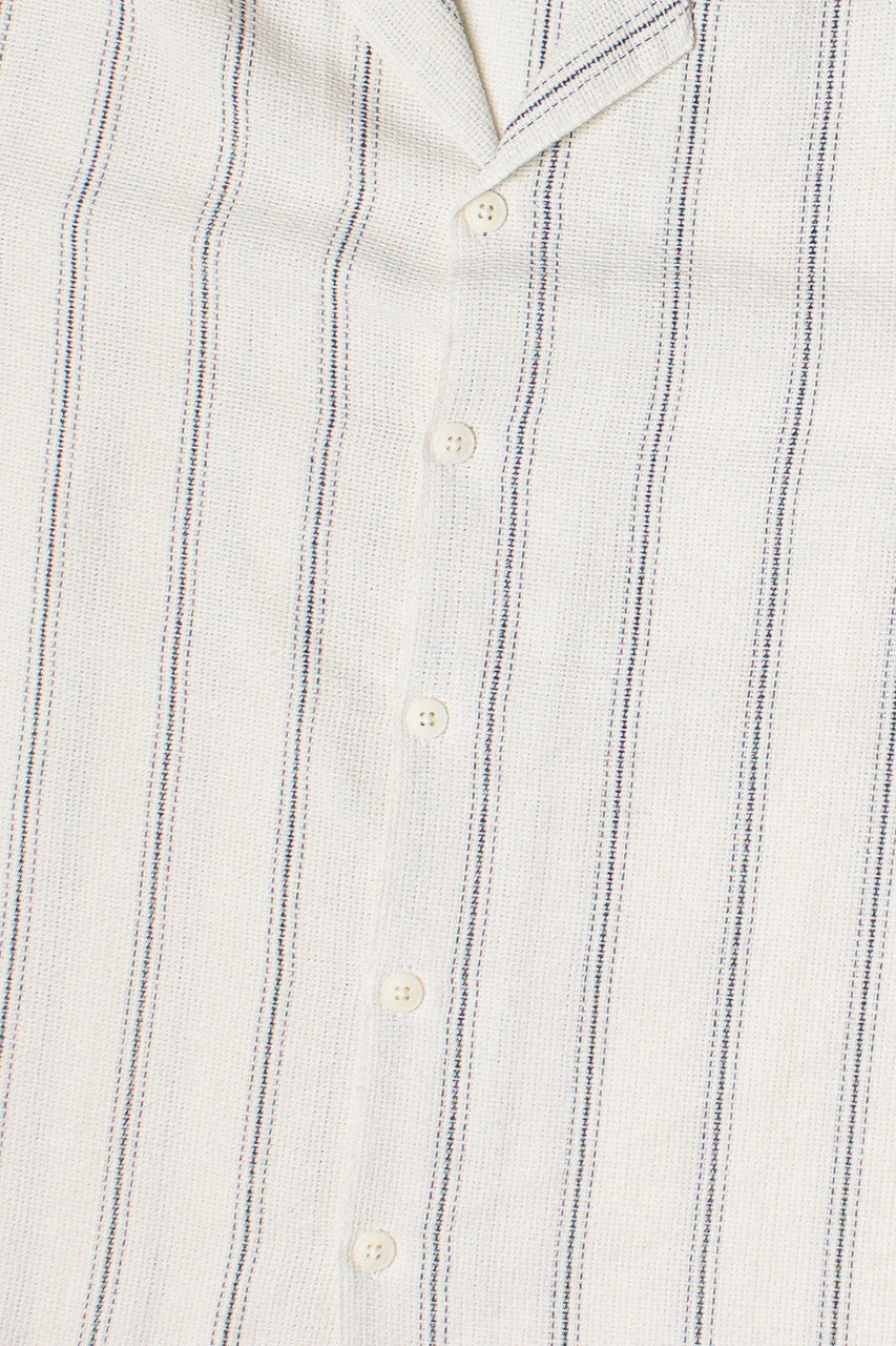 Black Striped Textured Woven Button Up Shirt