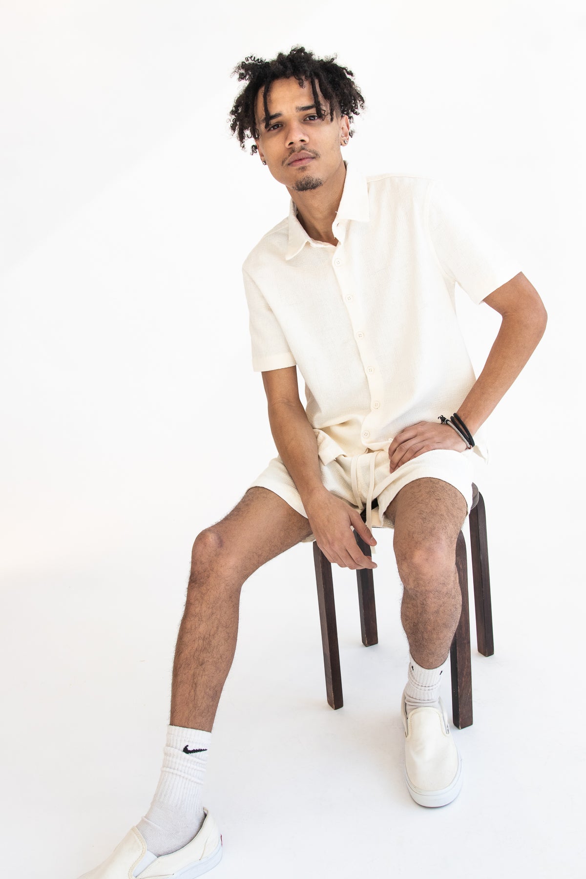 Alabaster Textured Button Up