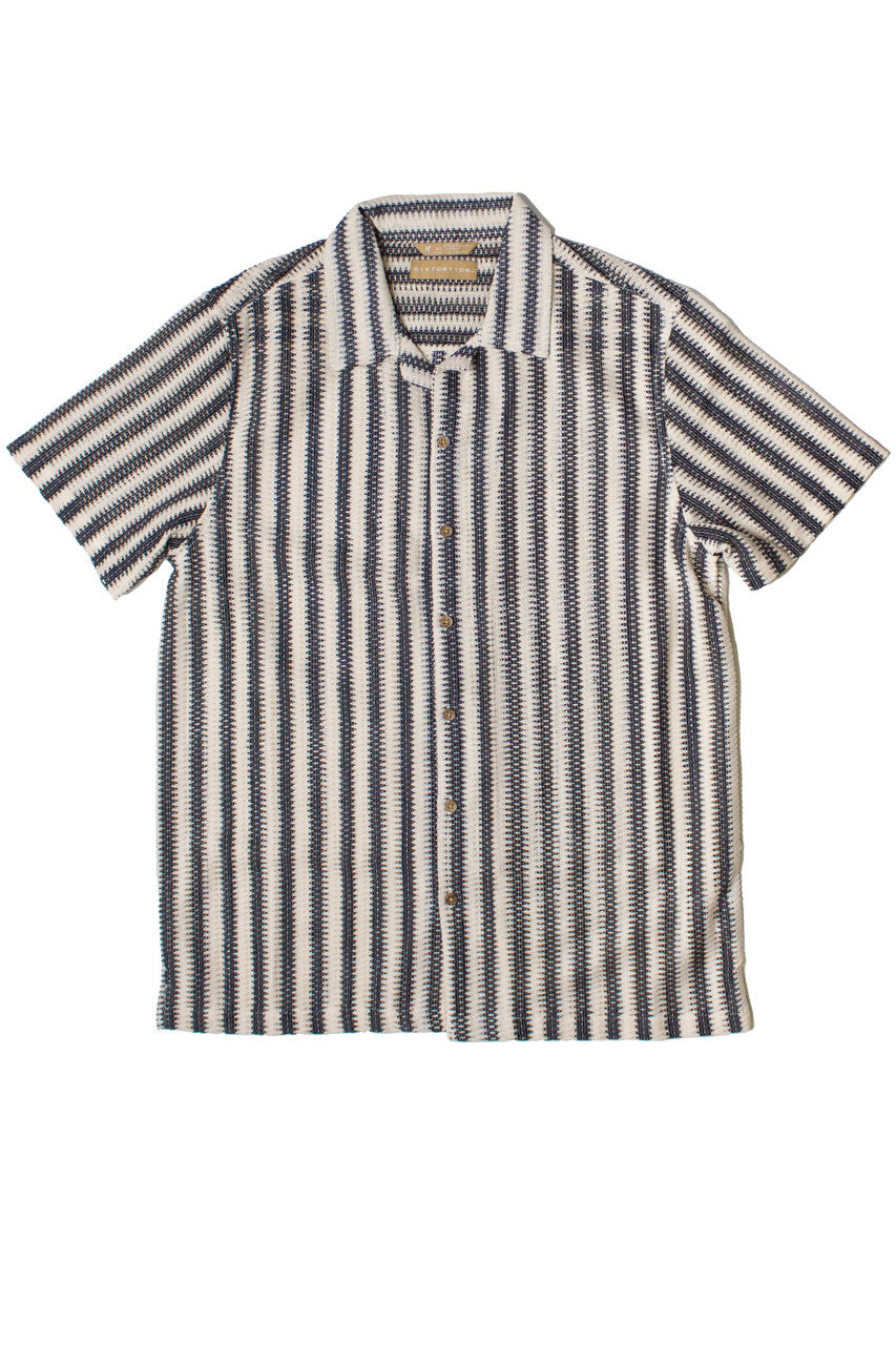 Lightweight Striped Open Knit Button Up Shirt
