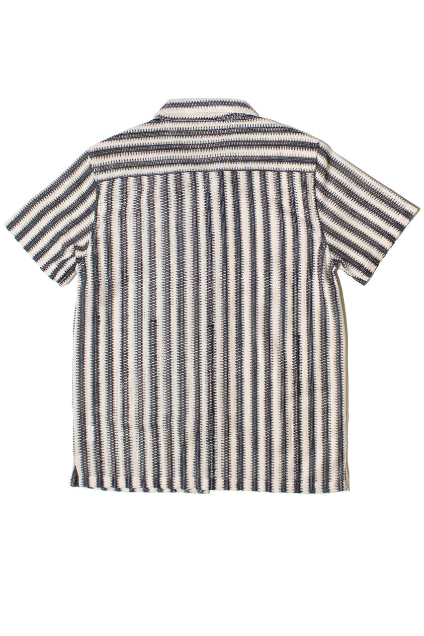 Lightweight Striped Open Knit Button Up Shirt
