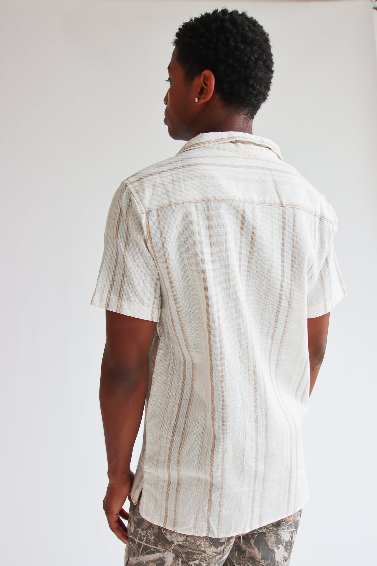 Beachy Beige Stripe Button Up