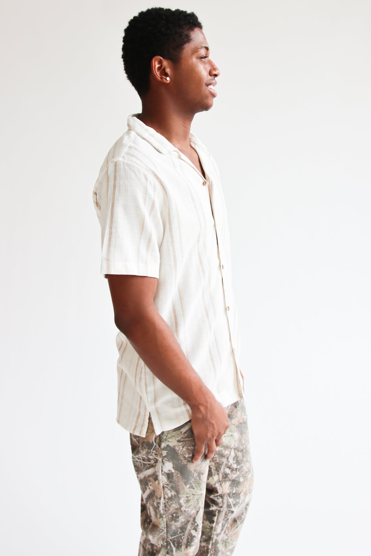 Beachy Beige Stripe Button Up