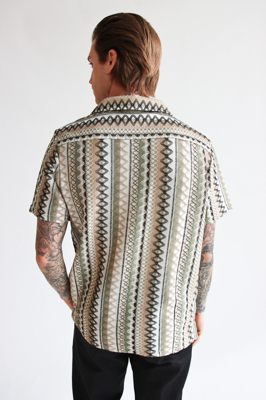 Zig Zag Woven Button Up Shirt