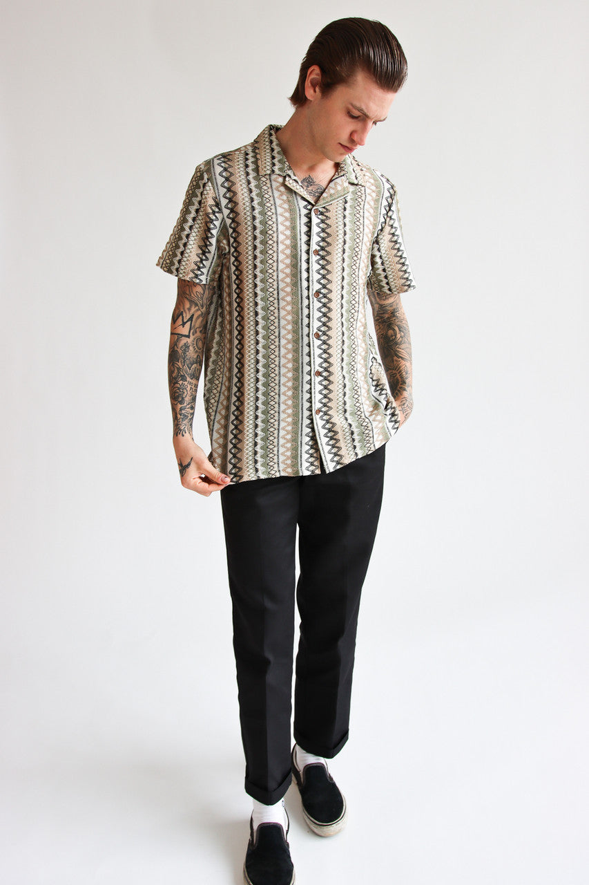 Zig Zag Woven Button Up Shirt