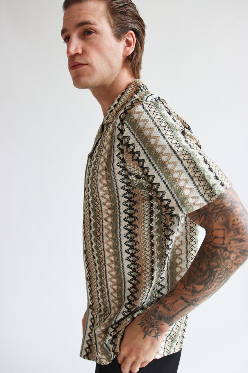 Zig Zag Woven Button Up Shirt