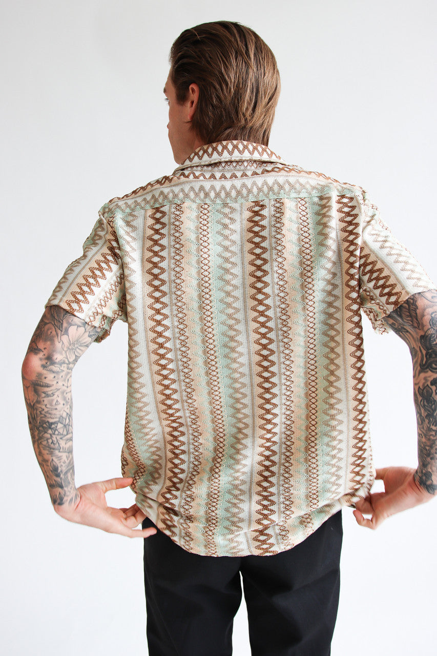 Zig Zag Woven Button Up Shirt