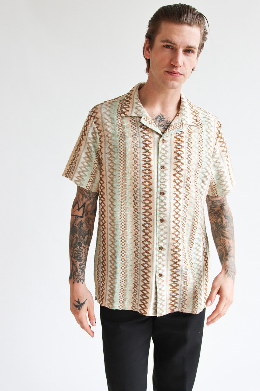 Zig Zag Woven Button Up Shirt