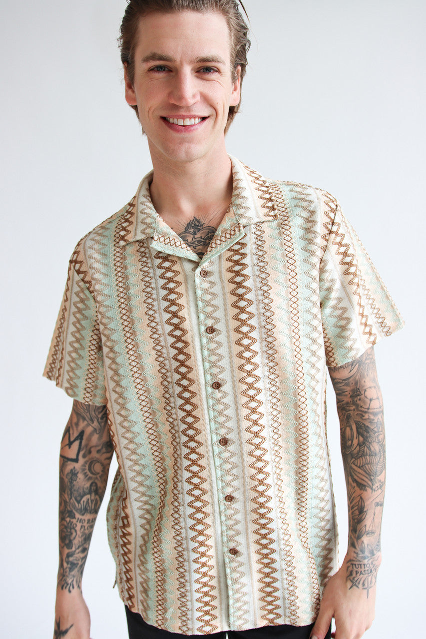 Zig Zag Woven Button Up Shirt