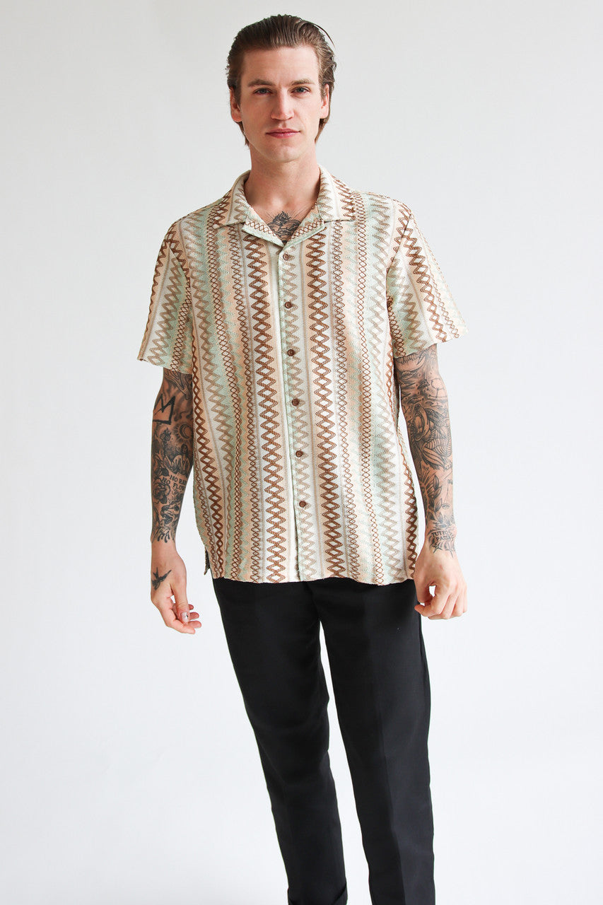 Zig Zag Woven Button Up Shirt