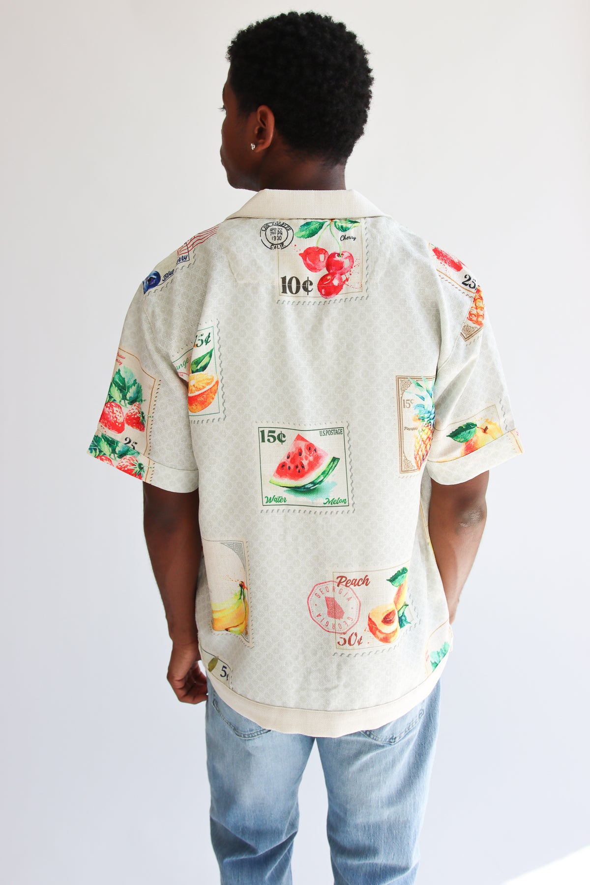 Fruit Stamps Print Button Up