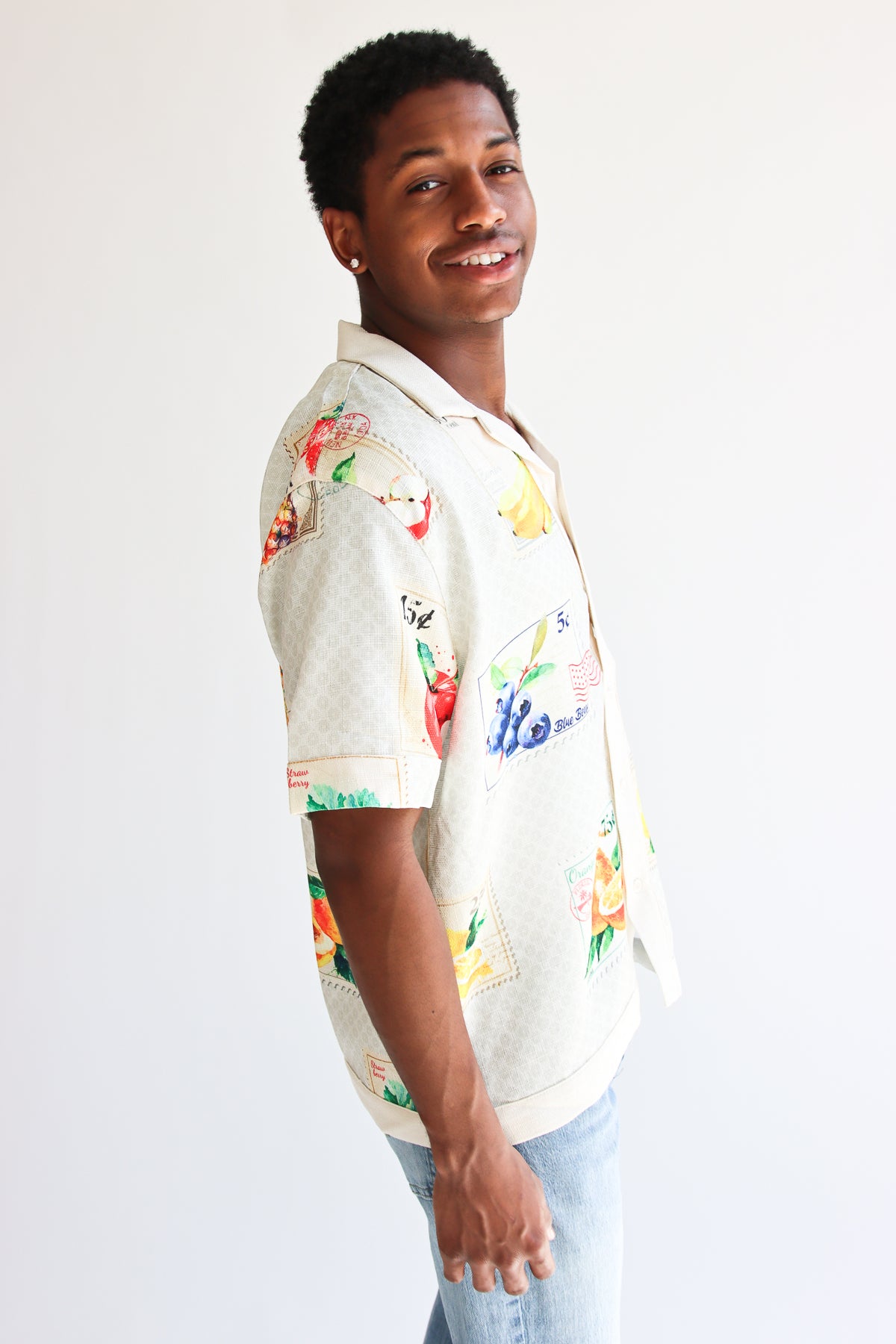 Fruit Stamps Print Button Up