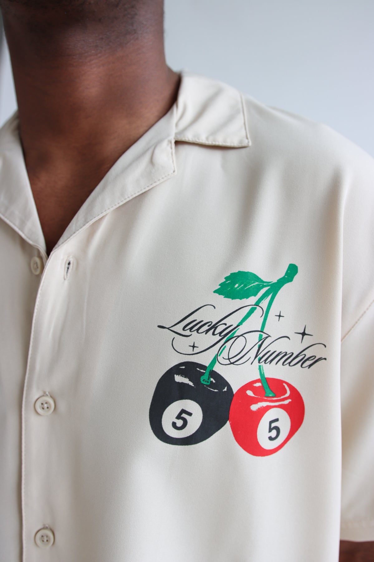 Lucky Number Printed Graphic Button Up