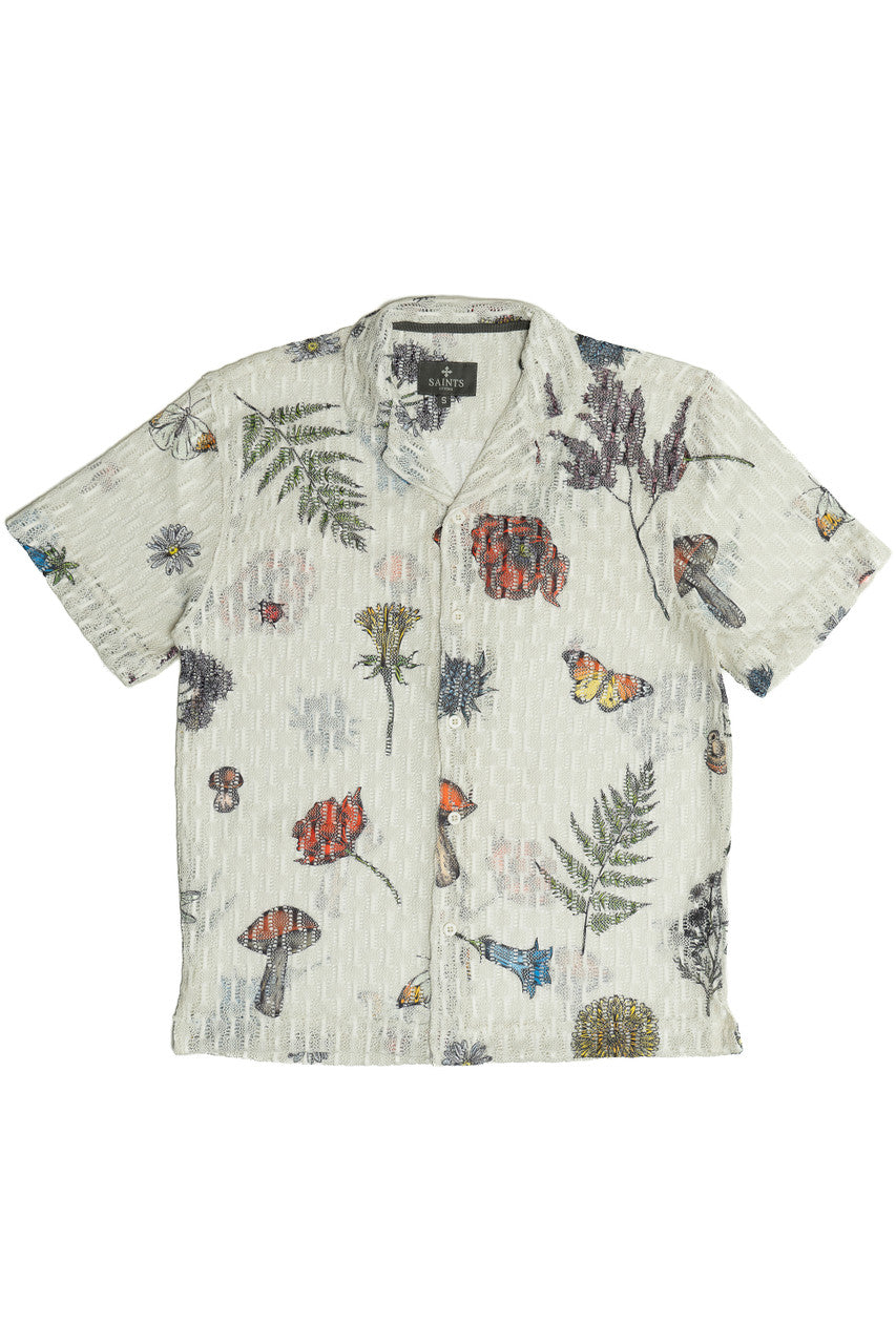 Summer Garden Open Knit Button Up Shirt