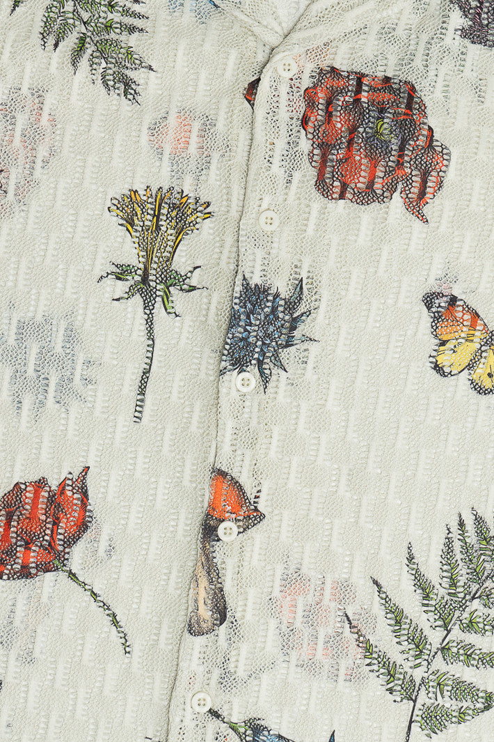 Summer Garden Open Knit Button Up Shirt