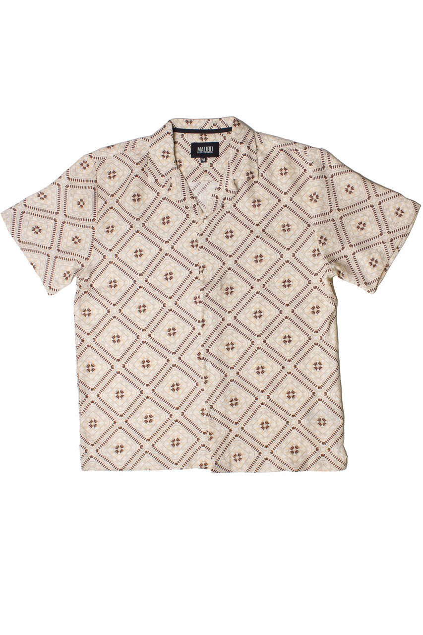 Granny Square Print Button Up Shirt