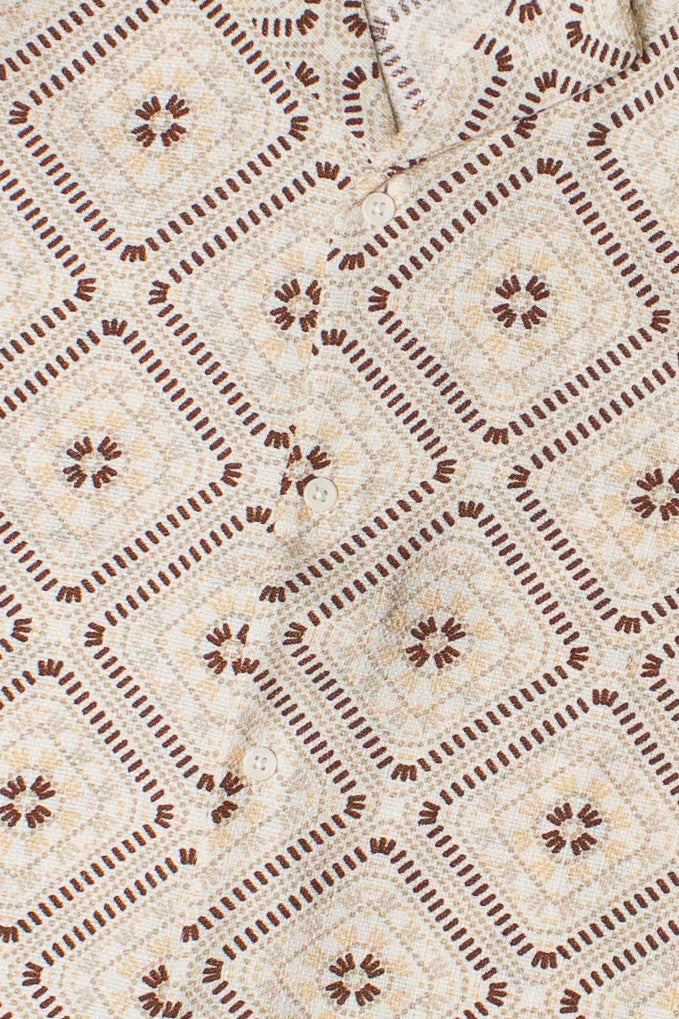 Granny Square Print Button Up Shirt