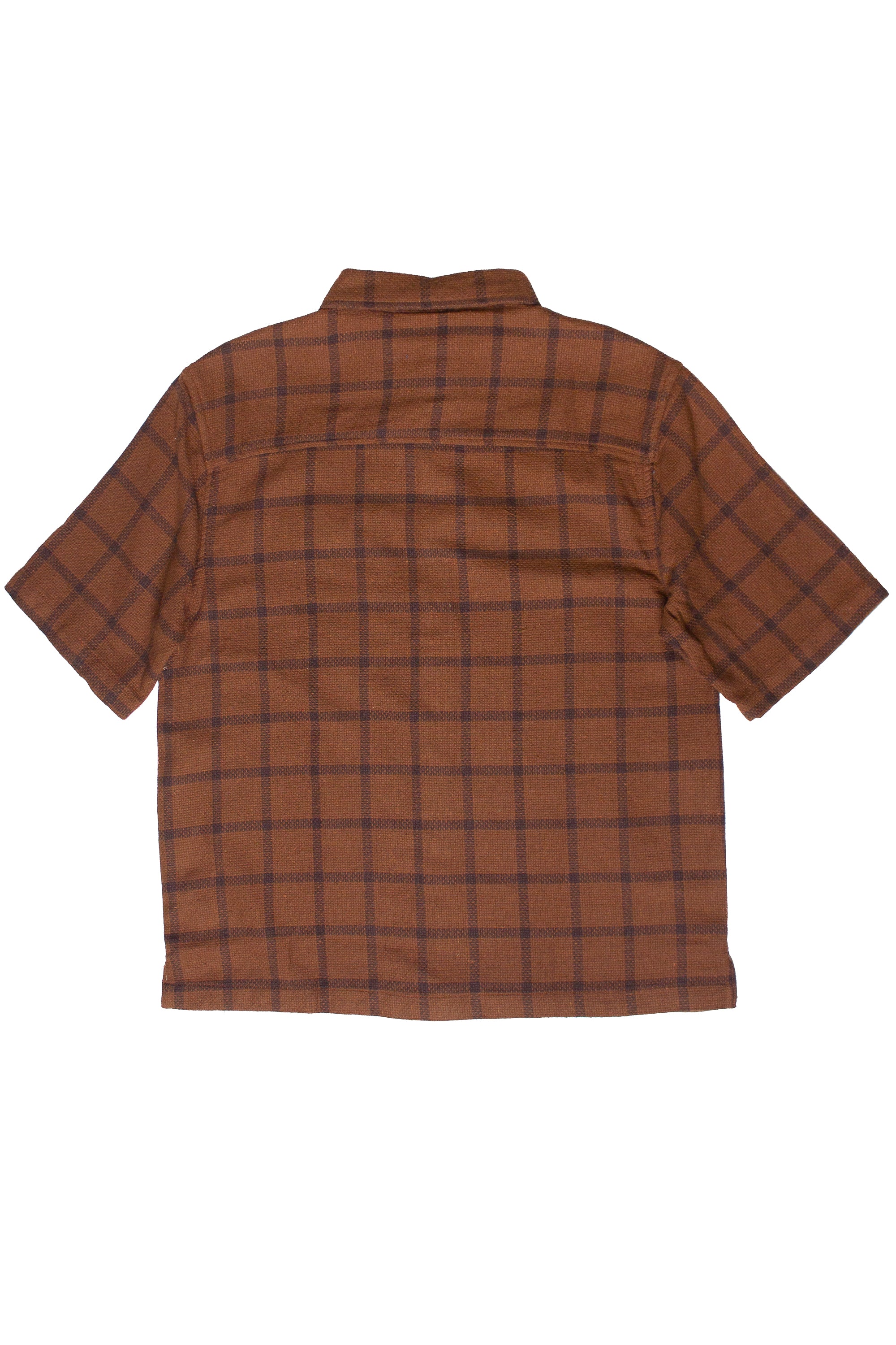 Brown Check Woven Knit Button Up Shirt