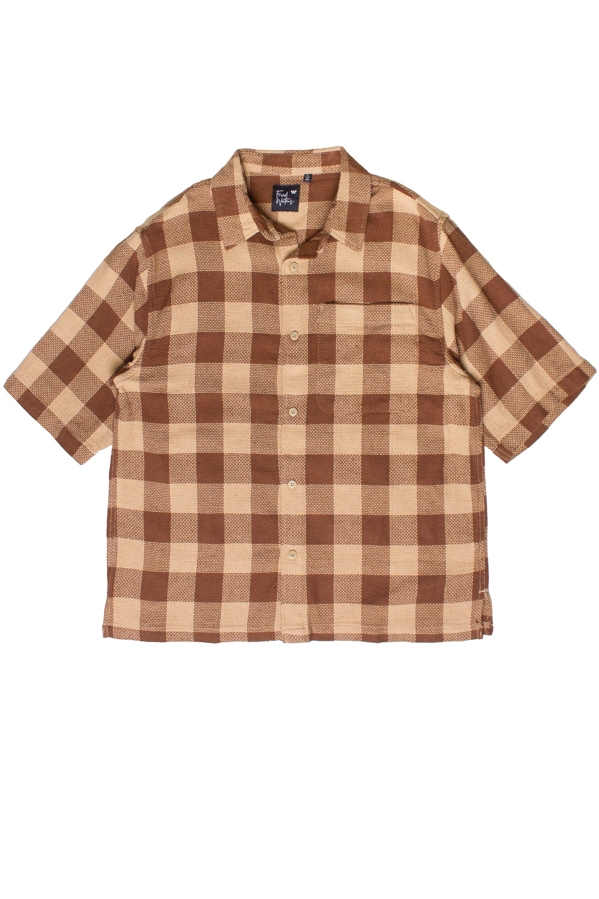 Brown Check Woven Knit Button Up Shirt
